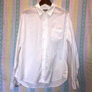 Vince White Regular Fit Solid Button Front Shirt L